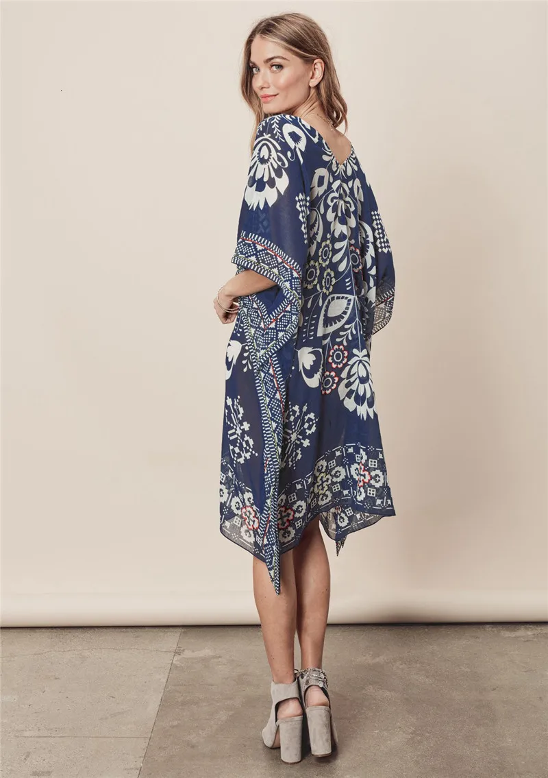 Женское винтажное пляжное бикини с v-образным вырезом накидка рукавом летучая