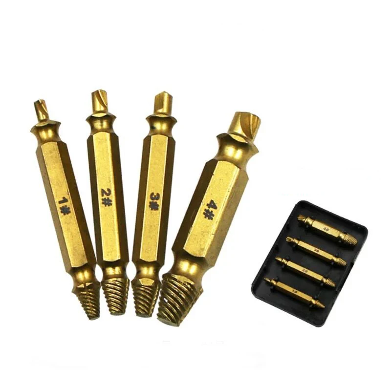 4pcs Damaged Screw Extractor Drill Bit Titanium Bolt Stud Remover Tool for Quickly Extracting the Broken Screws | Инструменты