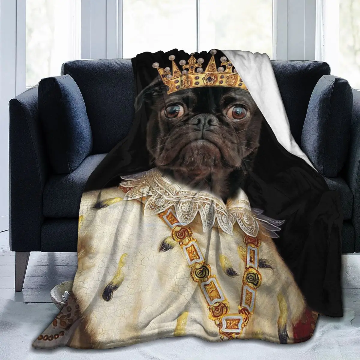 

Dog sofa with crown bedroom warm blanket 3D printing blanket air conditioner quilt throw sheet adult home textile children gift