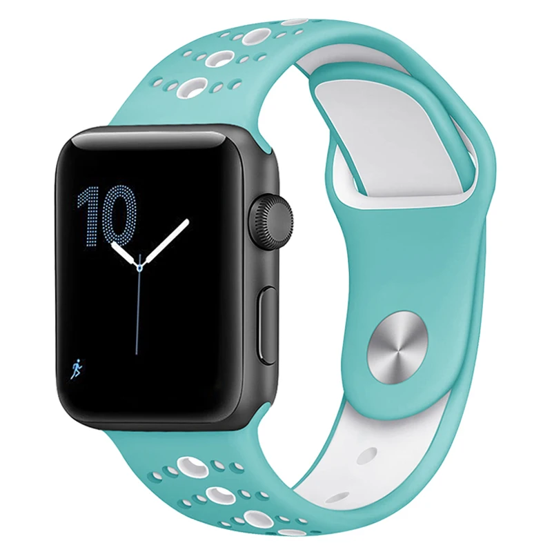 Дышащий силиконовый спортивный ремешок для Apple Watch 5 4 3 2 1 42 мм 38 мм резиновый ремешок для Iwatch 5 4 3 40 мм 44 мм - Цвет ремешка: Color 8