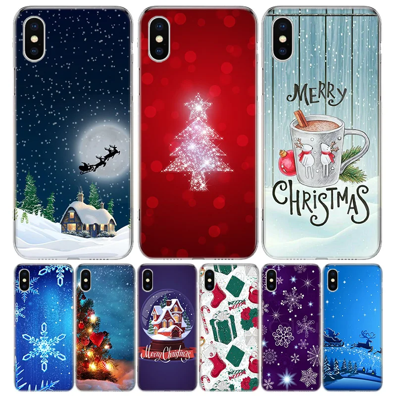 Новогодний чехол для телефона iPhone 11 12 Mini Pro 7 6X8 6S Plus XS MAX + XR 5S SE 10 Ten Art TPU Coque Capa
