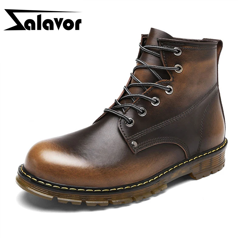 ZALAVOR/зимние мужские ботильоны из натуральной кожи уличные водонепроницаемые