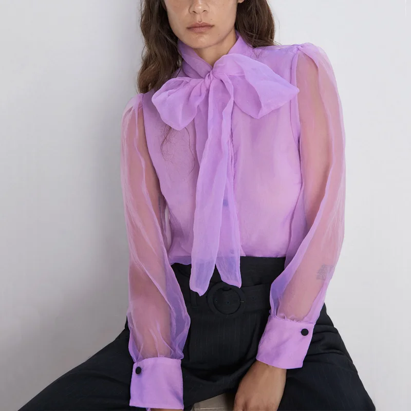 Повседневная Женская рубашка летняя однотонная прозрачная марлевая с