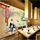 Кимоно ручной росписи на заказ с изображением сакуры, красивая настенная бумага, японский ресторан, суши, магазин, промышленный декор, Настенная 3D Бумага