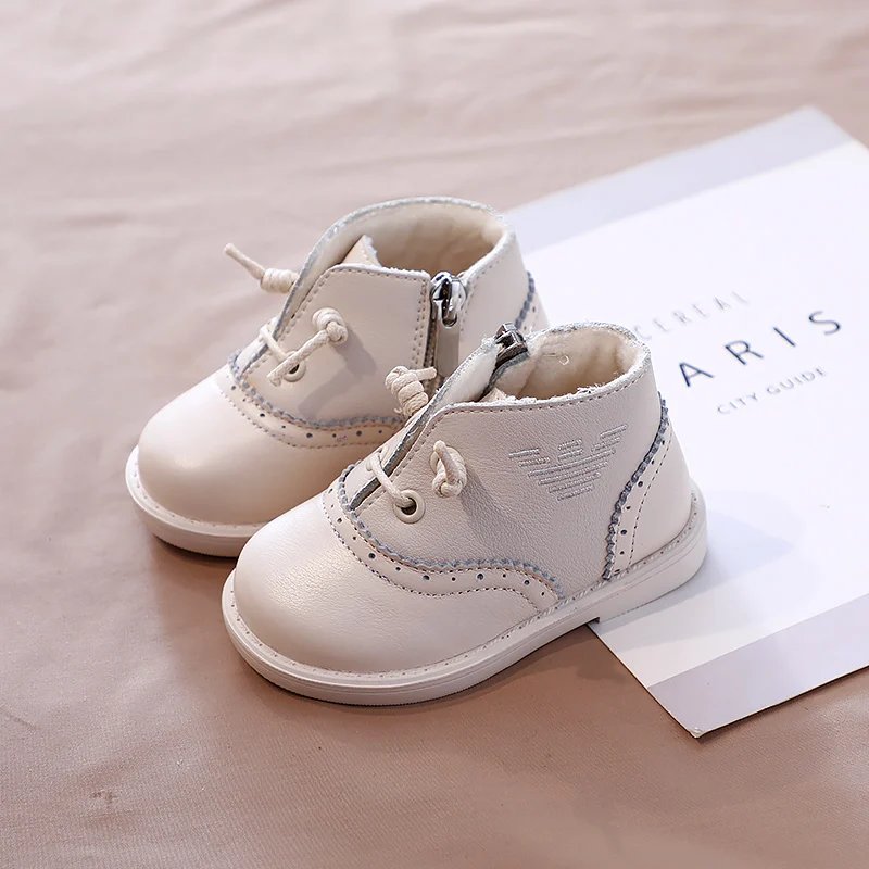 Зима 2019 новые детские из натуральной кожи для Girls'Walking Мужская молодежная обувь