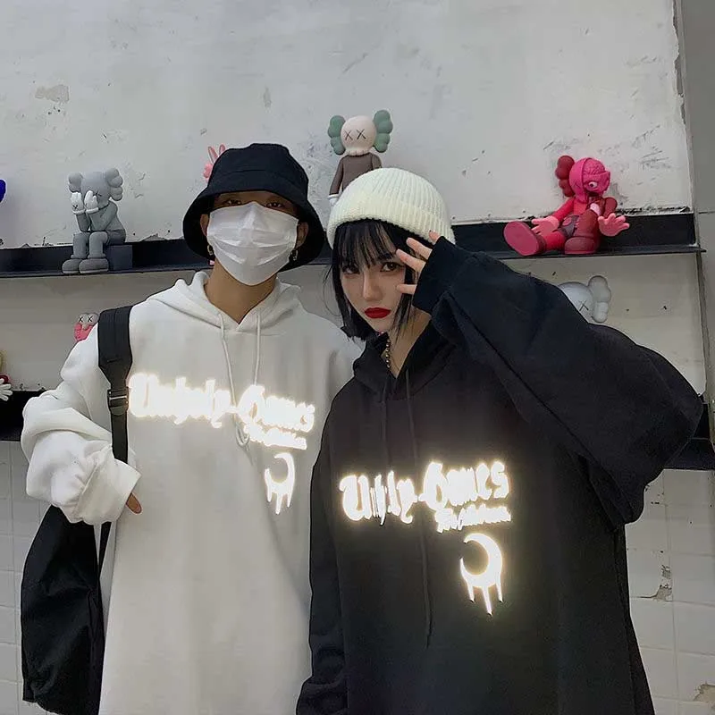 Уличная одежда NiceMix для женщин и мужчин толстовка с капюшоном светоотражающими