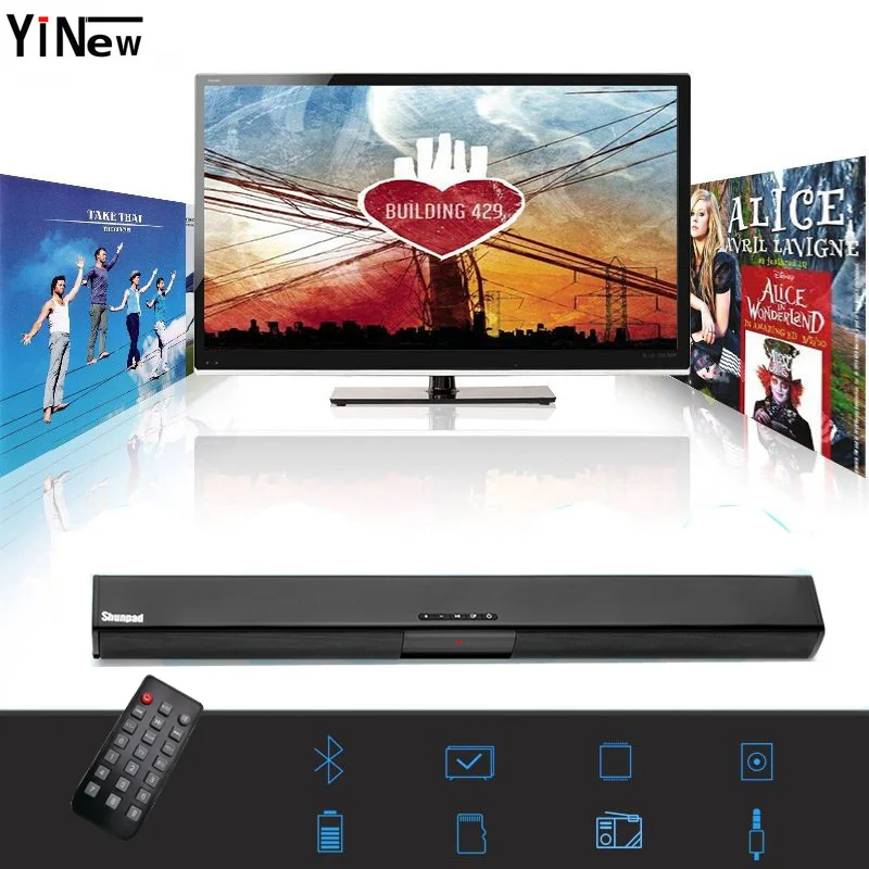 Звуковая панель 20 Вт Bluetooth саундбар колонка двойной сабвуфер динамик система