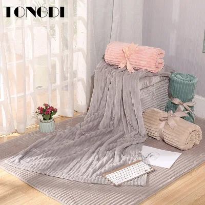Модное однотонное вертикальное мягкое теплое легкое Флисовое одеяло TONGDI на
