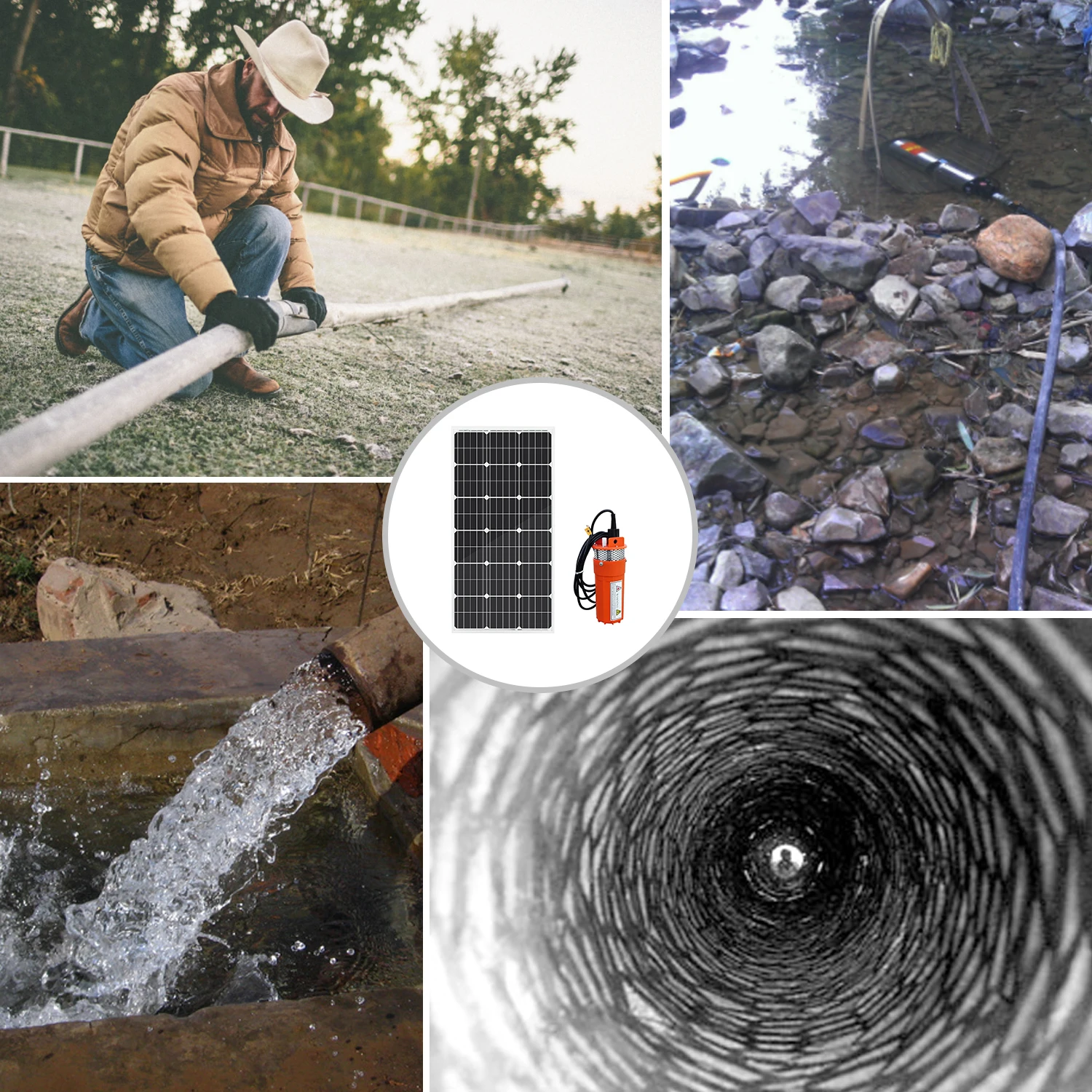 100 Вт монопанели солнечных батарей 12 В постоянного тока глубокого колодца