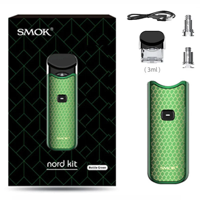 Green Smok Nord Pod vape комплект с аккумулятором 1100 мАч 3 мл картридж сетка спиральная электронная сигарета Vape pod Kit vs SMOK novo - Цвет: Green