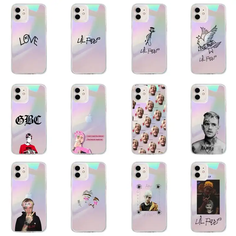 

Lil Peep Phone Case for iPhone huawei P 7 8 9 11 12 10 30 40 S X XS XR MINI Pro Max Plus laser Transparent Glitter