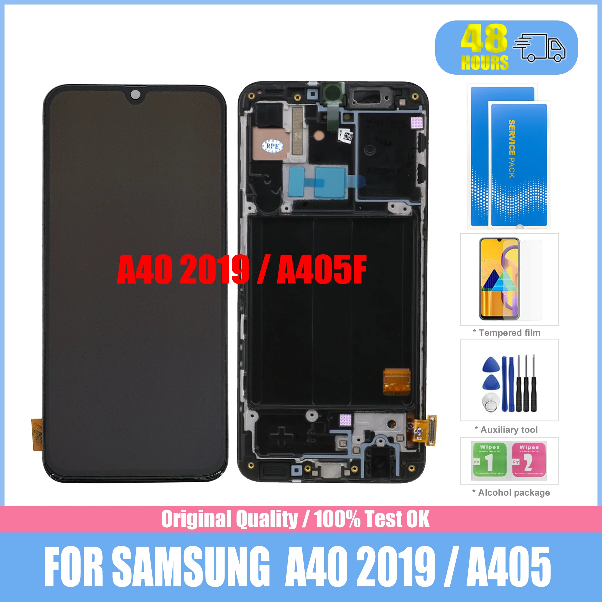 

Original AMOLED For Samsung A40 LCD 2019 A405 LCD display touchscreen Digitizer Montage mit rahmen ersatz reparatur teile