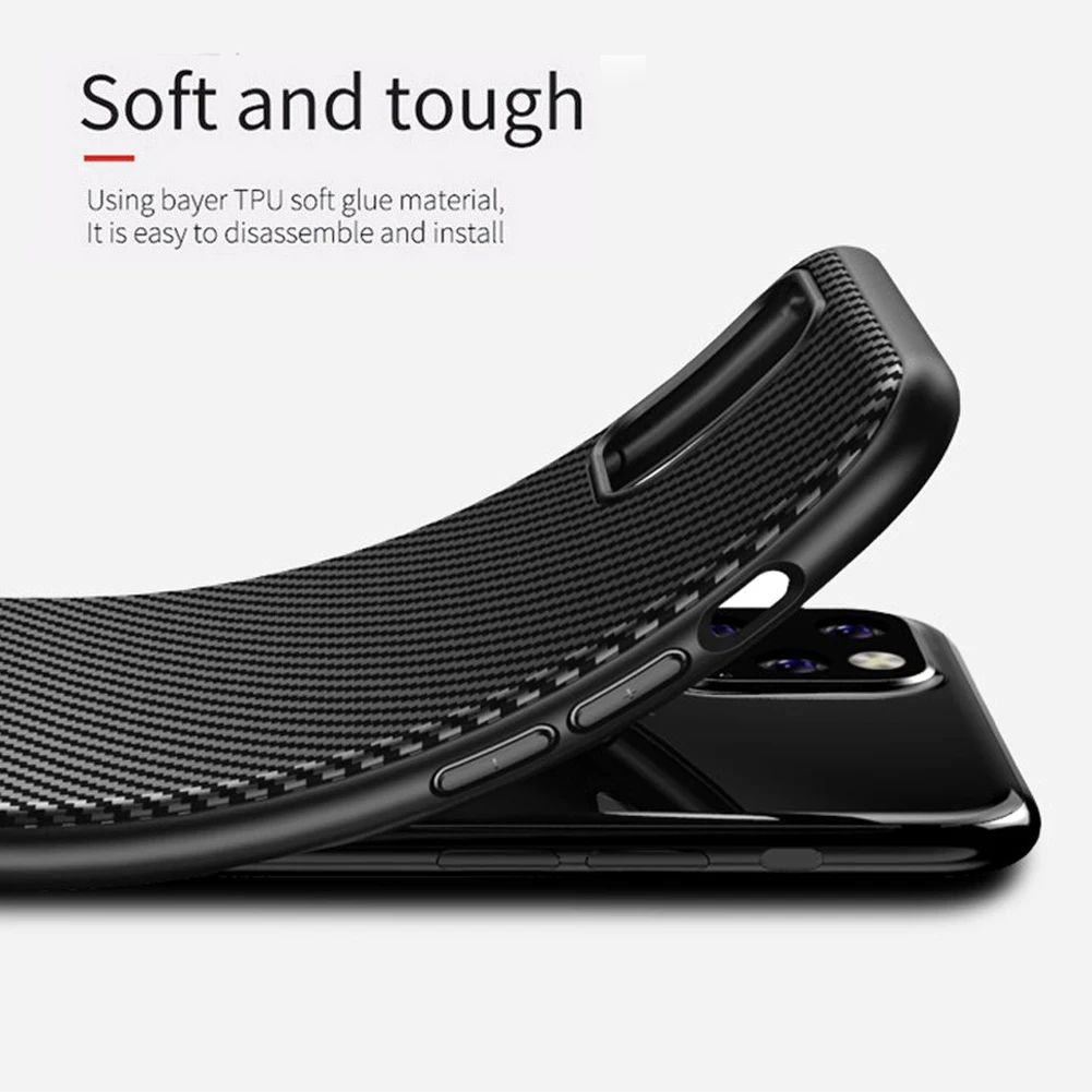 For Apple iphone 11 Pro Max Case Luxury Slim soft Protective back cover case for iPhone Carbon Fiber Armor shell | Мобильные