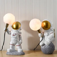creative spaceman night table lamp childrens room bedroom eye protection decorative gift led reading lights resin bedside lamp
