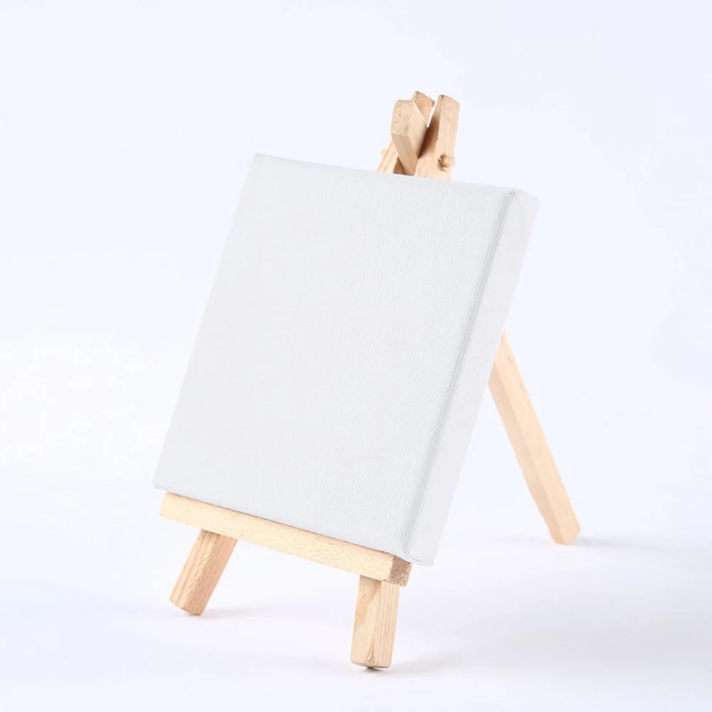 

Mini Canvas Mini Wood Easel Set for Painting Drawing Craft 10x10cm