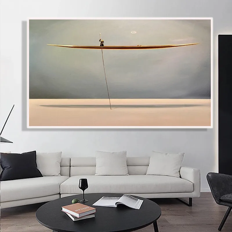 Картина с изображением Золотой лодки гребли на холсте | Живопись и каллиграфия