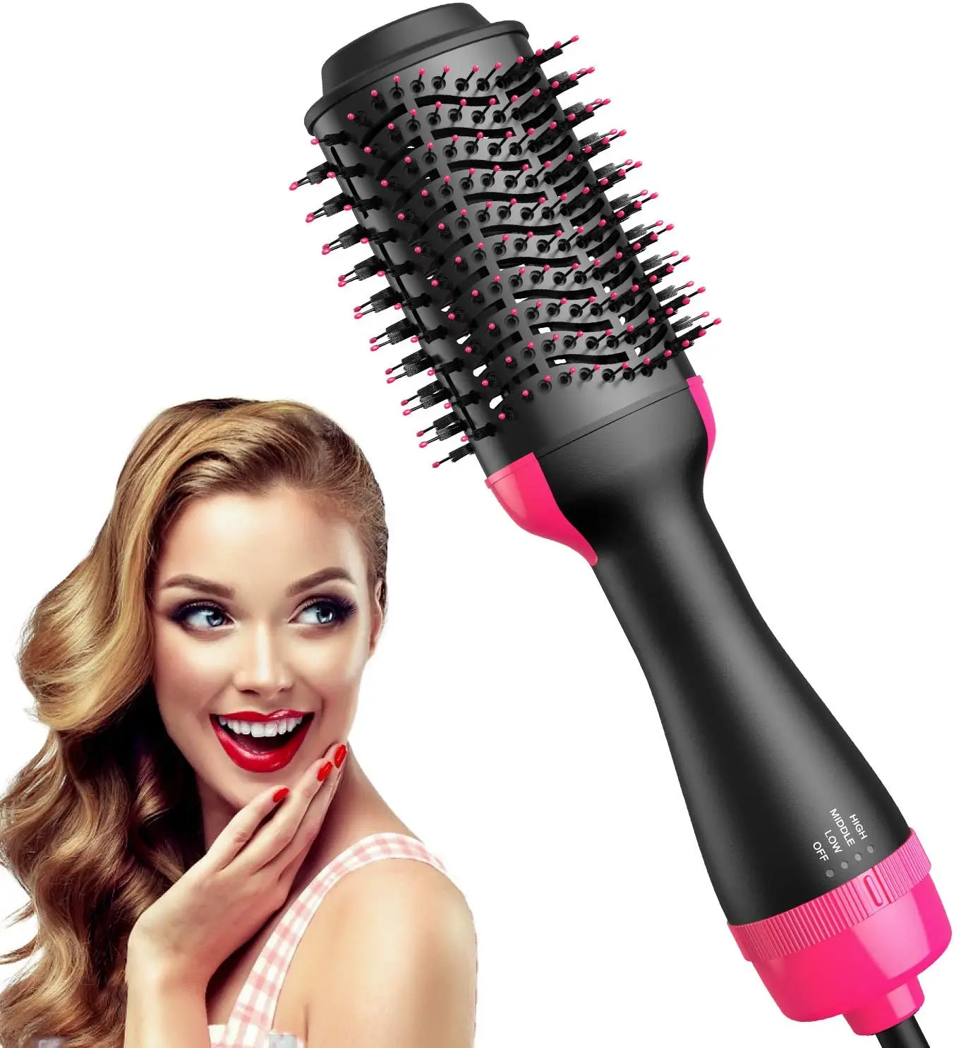 

Professional Hair Dryer Brush Salon Hair Straightener Curler Comb 3in1 Hair Styler and Volumizer Negative Ion for All Hair Types