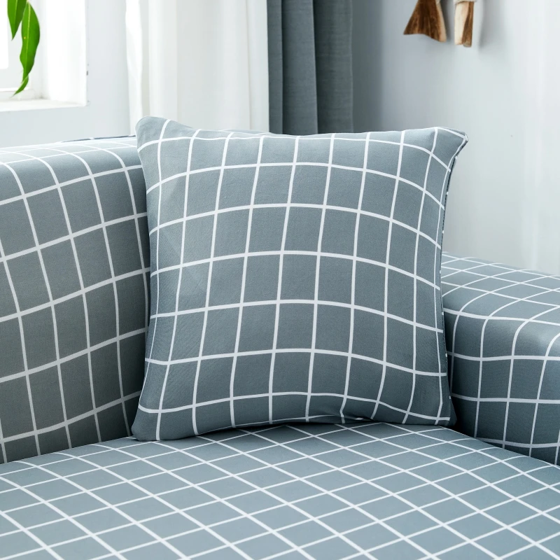 

Geometric Printing Plain All-inclusive Elastic Couch Cover With Peninsula Chaise Longue Sectional Armchair Stretch Slipcover