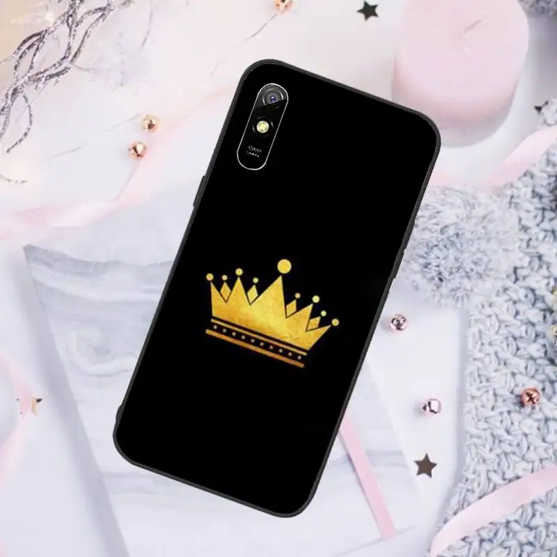 

King Queen Crown Phone Case For Xiaomi Mi Redmi Note 7 8 9 pro 8T 9T 9S 9A 10 Lite pro