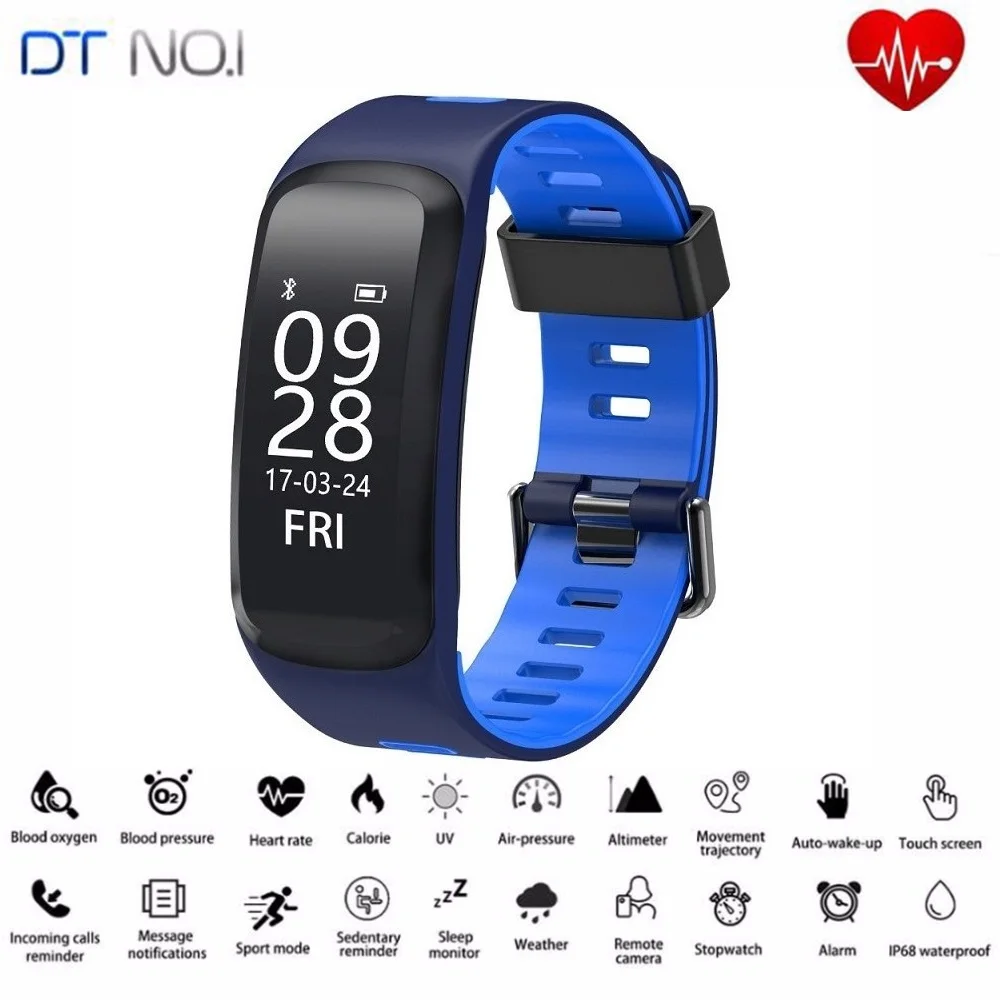 

DTNO.1 F4 Original Smart Watch Bluetooth Smart Bracelet Push Message Fitness Sleep Tracker Sports Smartwatches For IOS Android