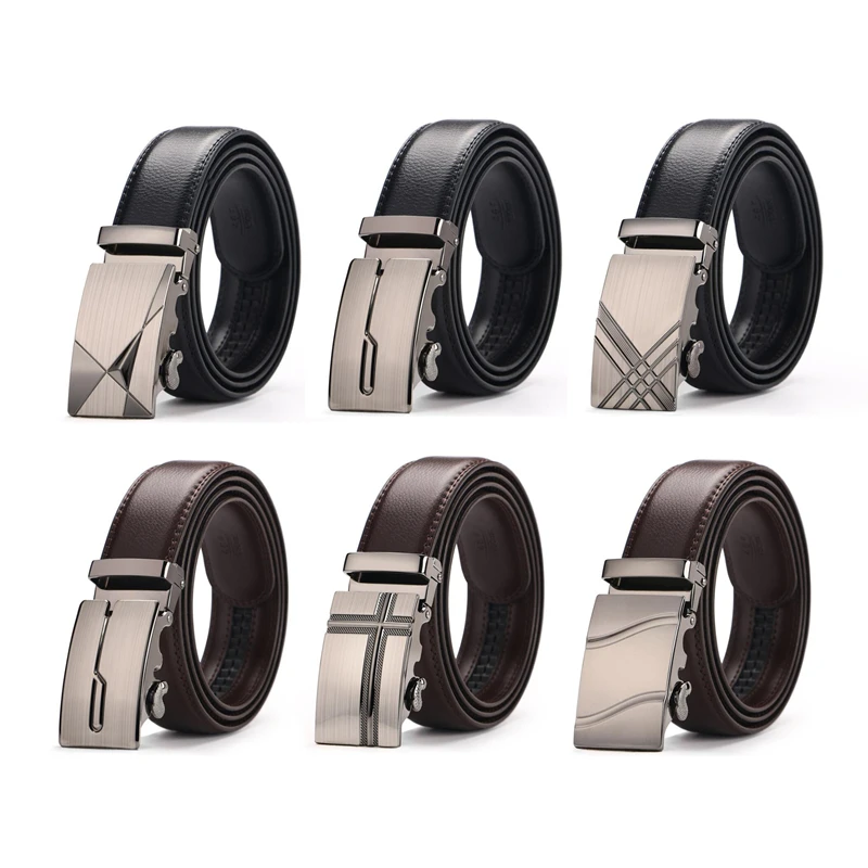 LannyQveen 110-170CM Long Belt Big Size PU Leather Belt Male Automatic Buckle Belts For Men Ratchet Free Shipping
