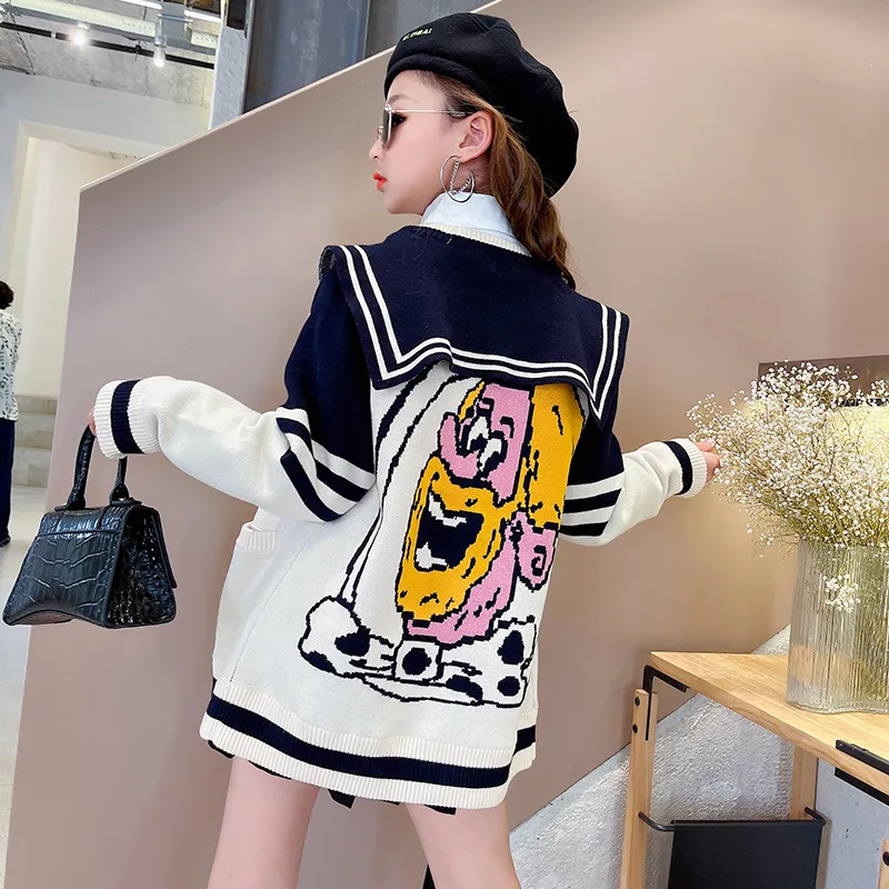 

Свитер для девочек, кардиган, осень 2021, новый стиль, куртка в западном стиле для девочек в морском стиле, модный веер