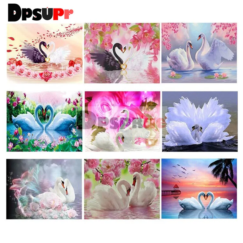 

Набор для алмазной вышивки Dpsprue, полноразмерная 5D картина «сделай сам» с квадратными/круглыми стразами, «Цветочный лебедь», 3d-вышивка крестиком, домашний декор, подарок