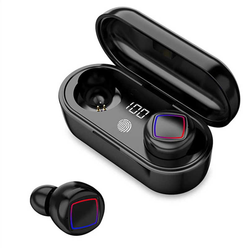 Черный CALETOP Bluetooth 5,0 беспроводные наушники светодиодный дисплей IPX6 водонепроницаемые наушники с микрофоном Handsfree 400 мАч зарядный чехол - Цвет: Черный