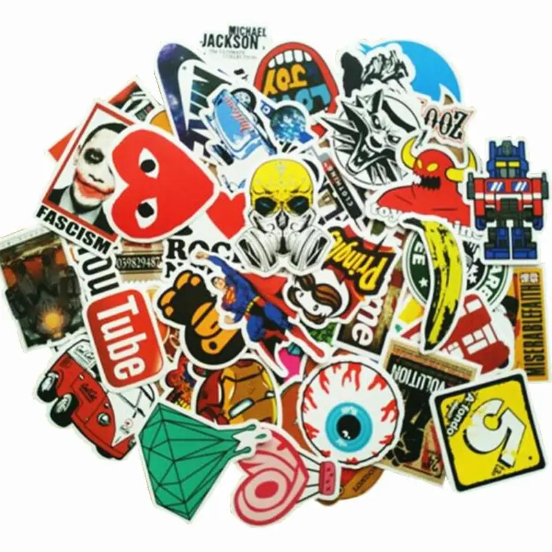 50 шт./упак. случайный цвет Стильные Стикеры для чемодана ноутбука скейт телефон