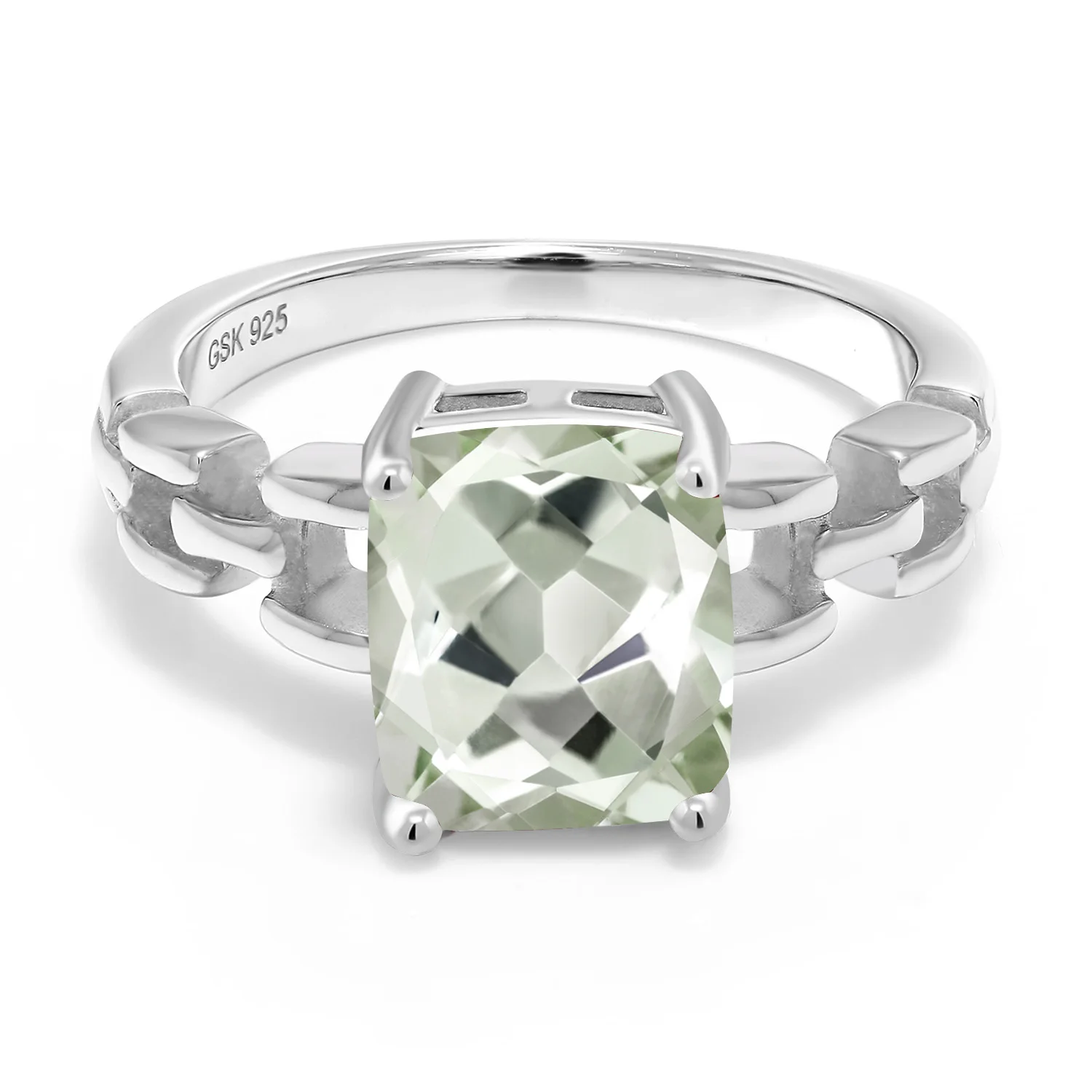 GemStoneKing 2 59 Ct подушка натуральный зеленый прасиолит драгоценный камень кольца