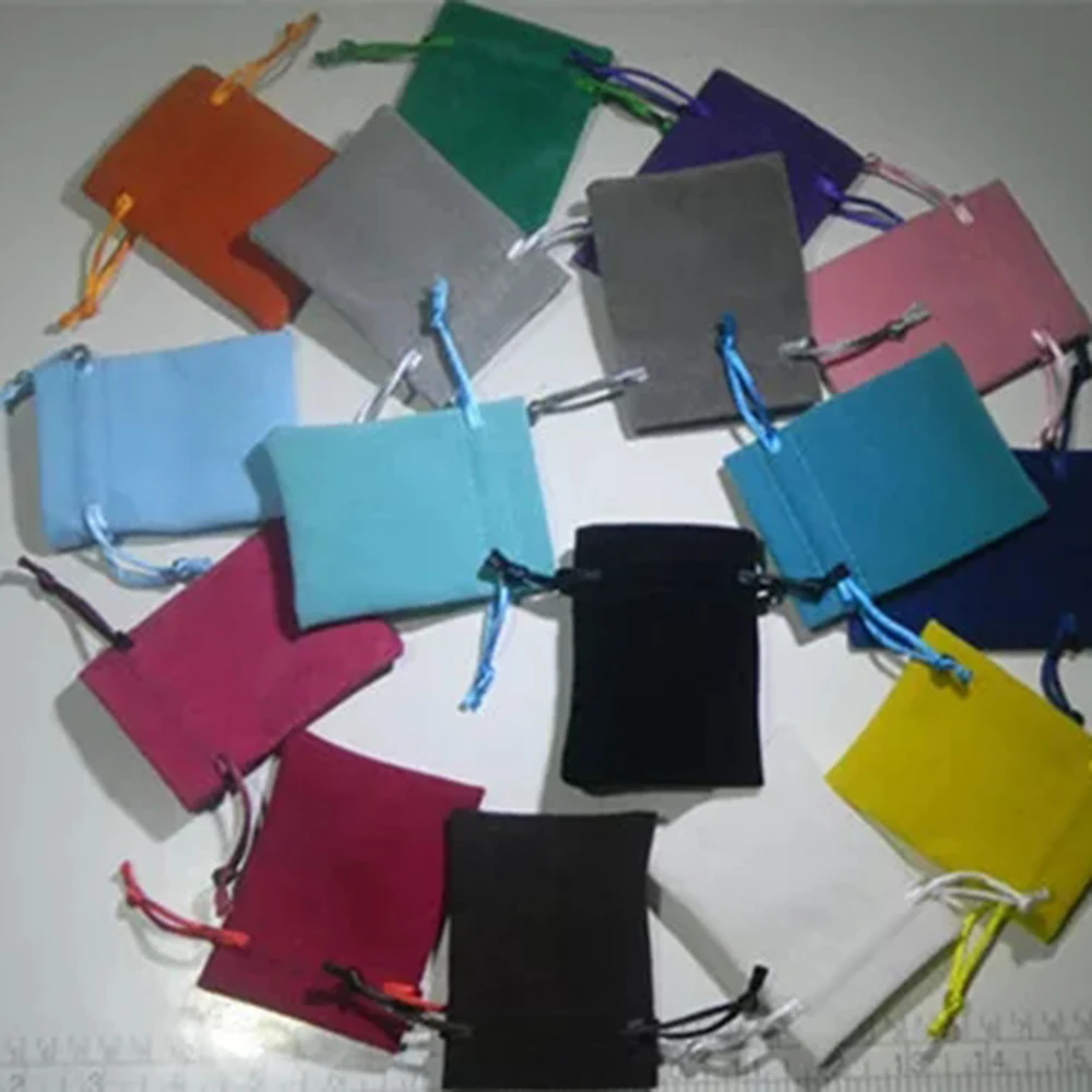 100pcs/lot Can add Logo Jewelry packing pouches 3 sizes Soft Velvet Gift bag for Ring/Earrings/Bracelet/Necklace/Sets