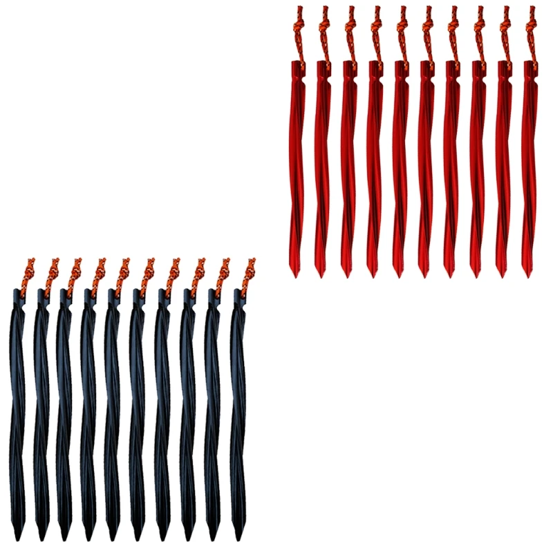 

10 Pcs 25cm Heavy Duty Aluminum Alloy Tent Pegs Garden Stakes Ground Nail for Hammock Camping Awning Canopy