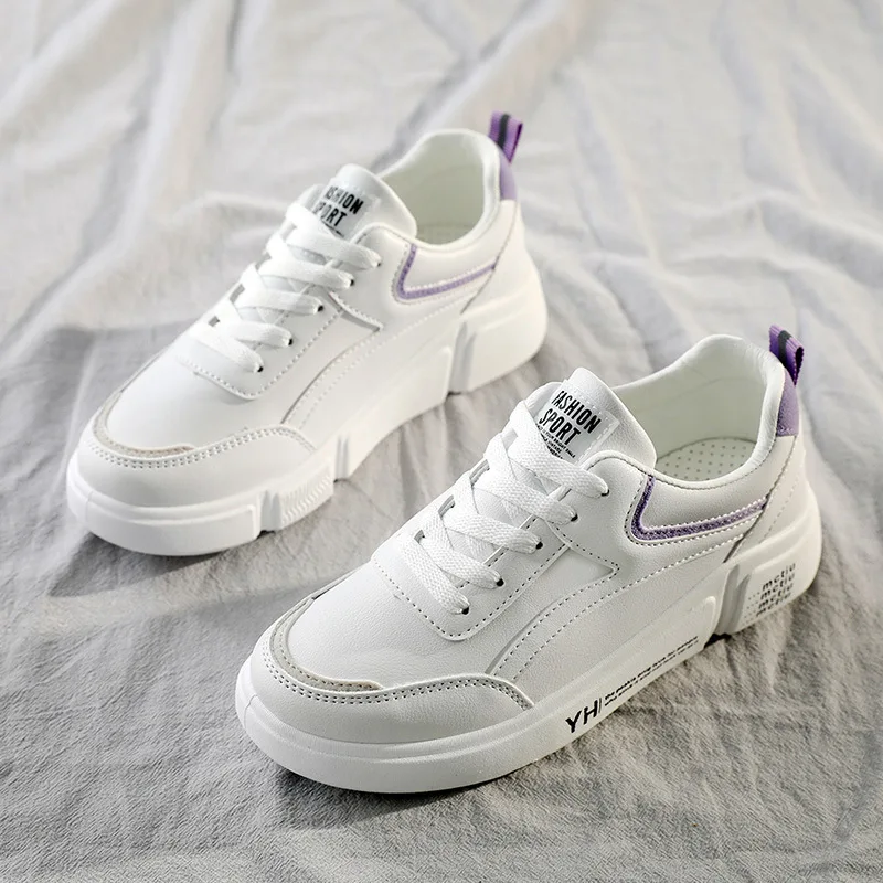 

Elastic Band Women Casual Skateboard Shoes Thick Sole Light Breathable Flat Walking Non-slip Increase Height Slim Sport Sneakers