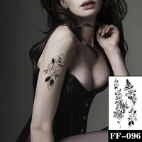 fashion women temporary tattoo sticker black flower tattoo transfer peony rose design tattoos girl arm body art sexy fake tattoo