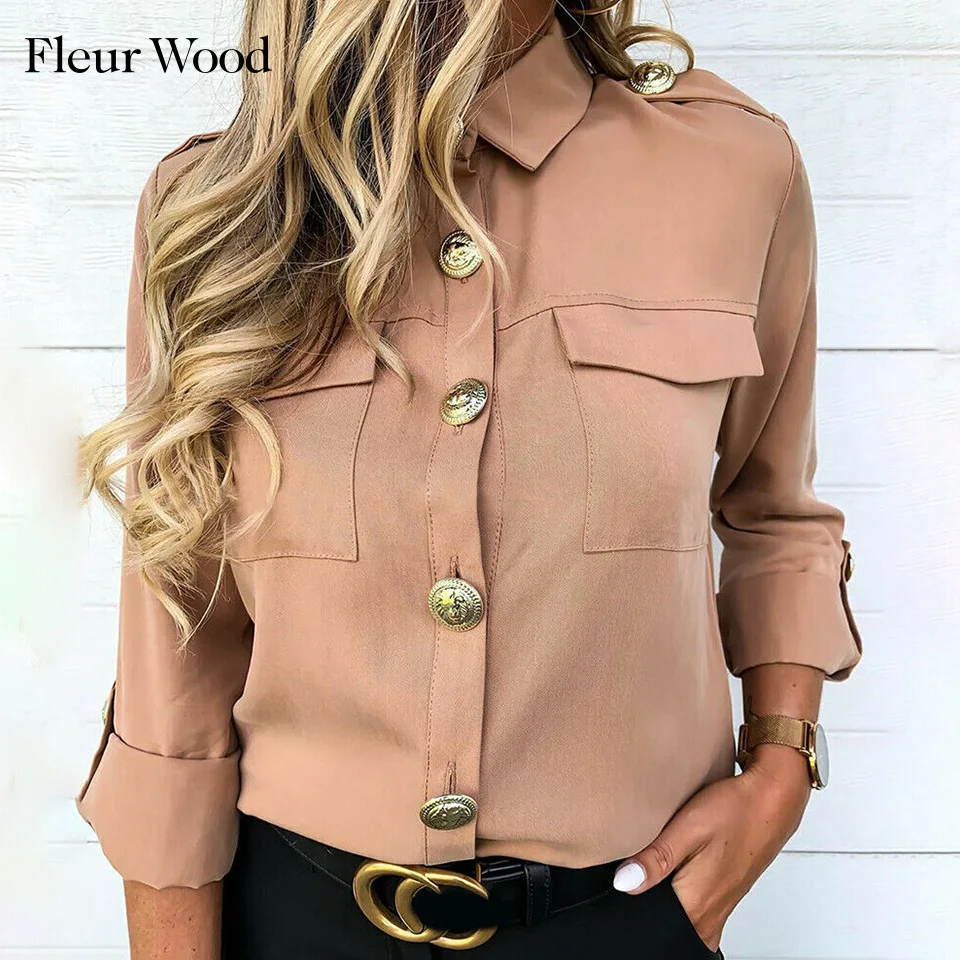 Женская блузка с длинным рукавом Fleur Wood Офисная винтажная рубашка размера плюс