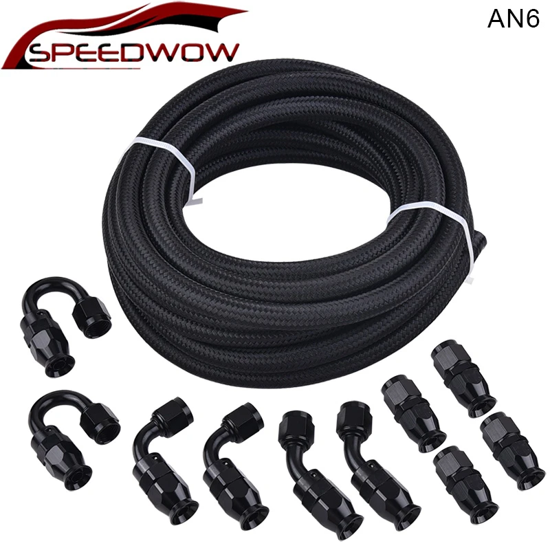 SPEEDWOW AN6 Нержавеющая сталь Плетеный PTFE E85 нефть и газ топливный шланг линии 6AN