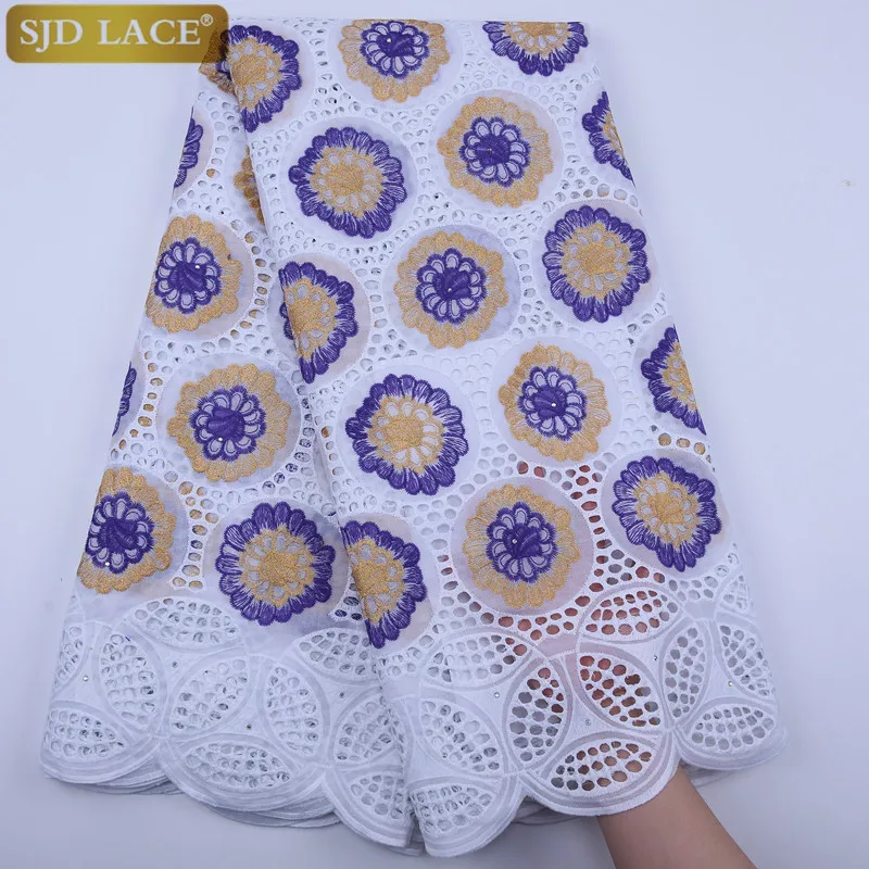

SJD кружевная хлопковая кружевная ткань высокого качества, африканская швейцарская вуаль, швейцарская кружевная ткань для свадебного плать...