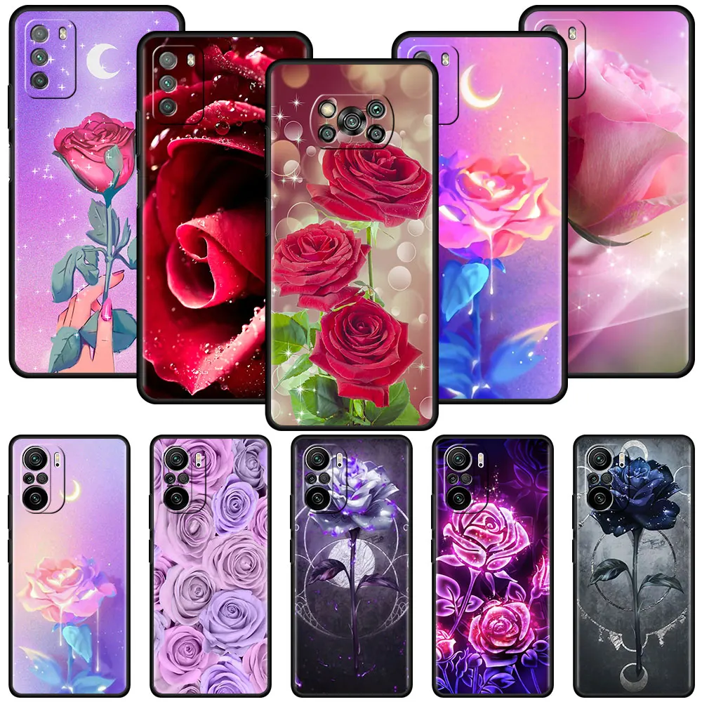 

Phone Cases for Xiaomi Redmi Note 9S 9 8 7 8T 10 Pro K40 9C 9A 7A 6A 8A 6 Soft Silicone Funda Beautiful Flower Cover