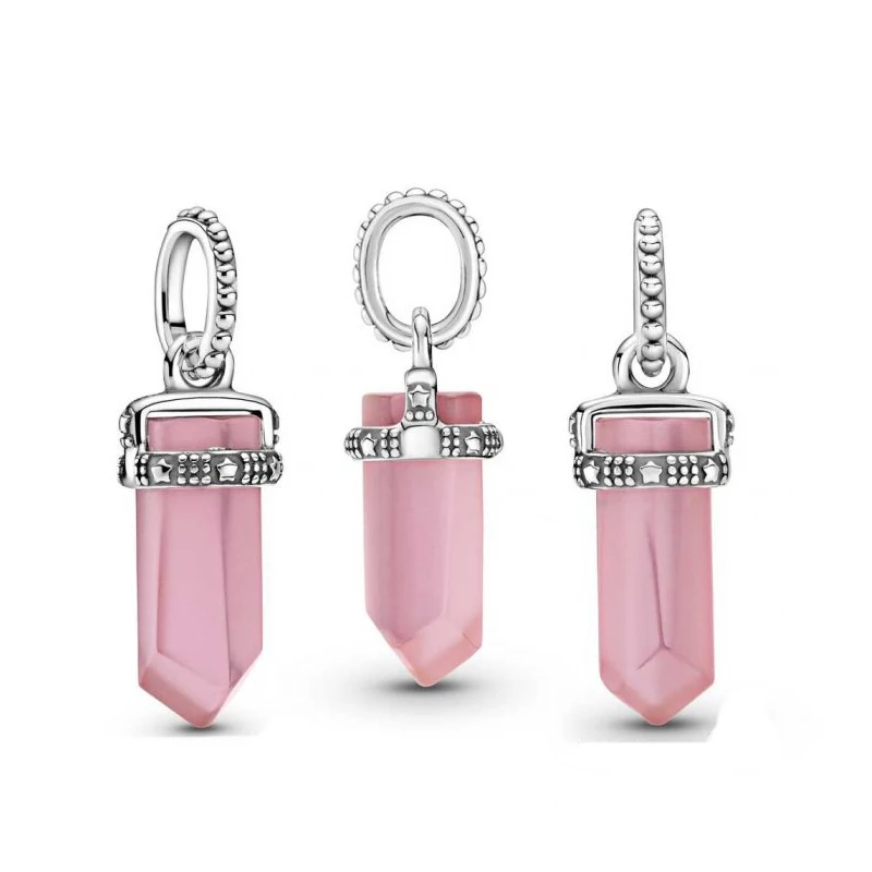 

2021 Valentine's Day Style 925 Sterling Silver Charms Beads Sparkling Pink Crystal fit Original Pandora Bracelet Silver Jewelry