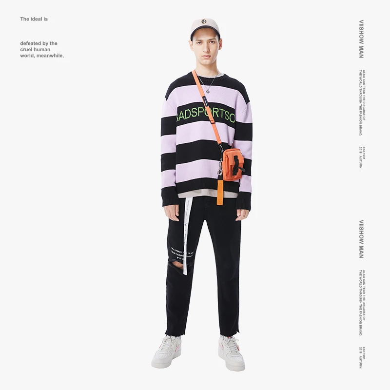 VIISHOW мужской свитер брендовый Полосатый пуловер для мужчин 2018 Pull Homme Hiver