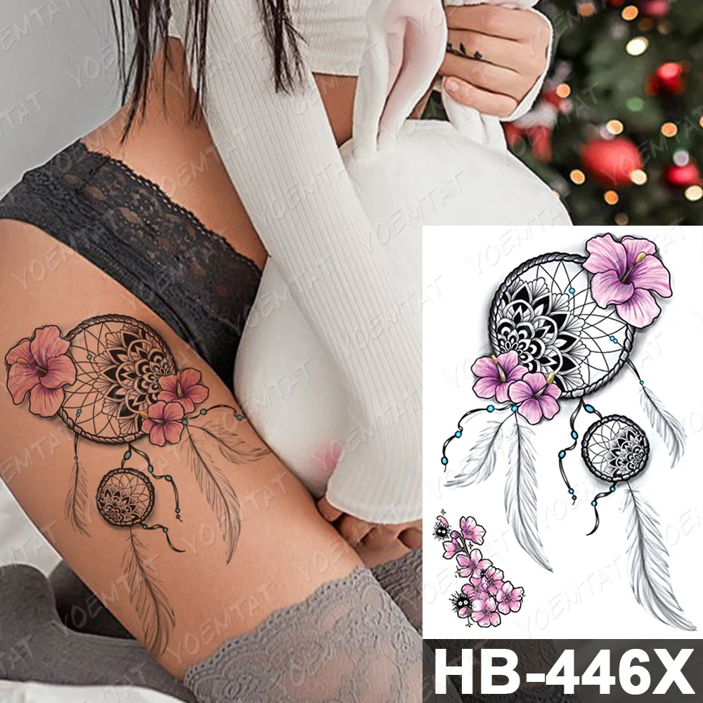 

Waterproof Temporary Tattoo Sticker Line Rose Hand Flowers Flash Tattoos Rabbit Elf Dream Catcher Body Art Arm Fake Tatoo Women