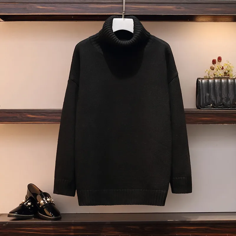 Женский пуловер размера плюс комплект из 2 предметов Осень зима черный плотный