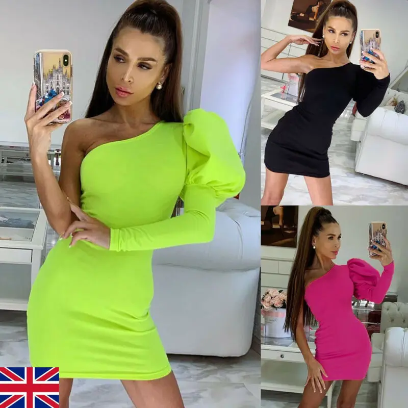 2019 вечернее короткое платье сексуальное женское обтягивающее на одно плечо с