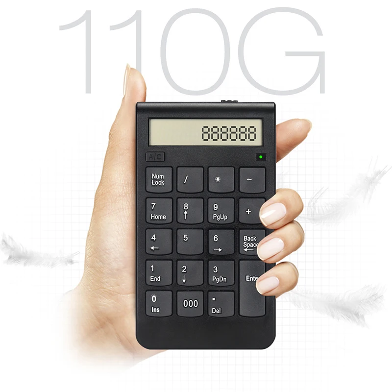 

Mini Number Keyboard 2.4G Wireless USB Plug and Play Portable with Display Screen H-best