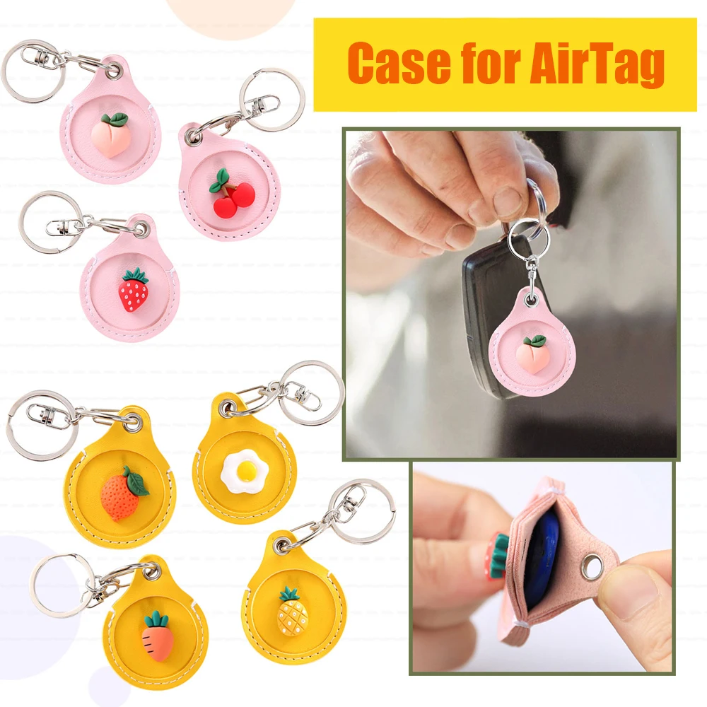 

Fruit Cute Case on for Apple AirTag Protective Case Silicone Fundas Coque Covers Shell Anti-lost Key Chains Holder Key Finder