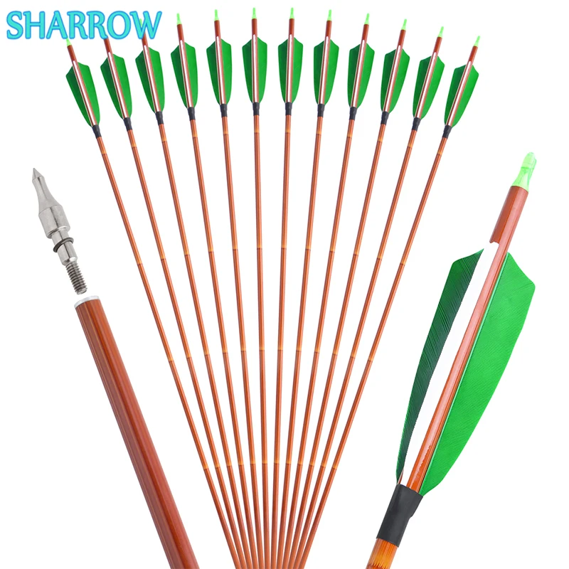 

6/12Pcs 30 Inches Mixed Carbon Arrow Spine 500 OD 7.8mm for Outdoor Archery Compound/Recurve Bow Hunting Shooting Accessoreis
