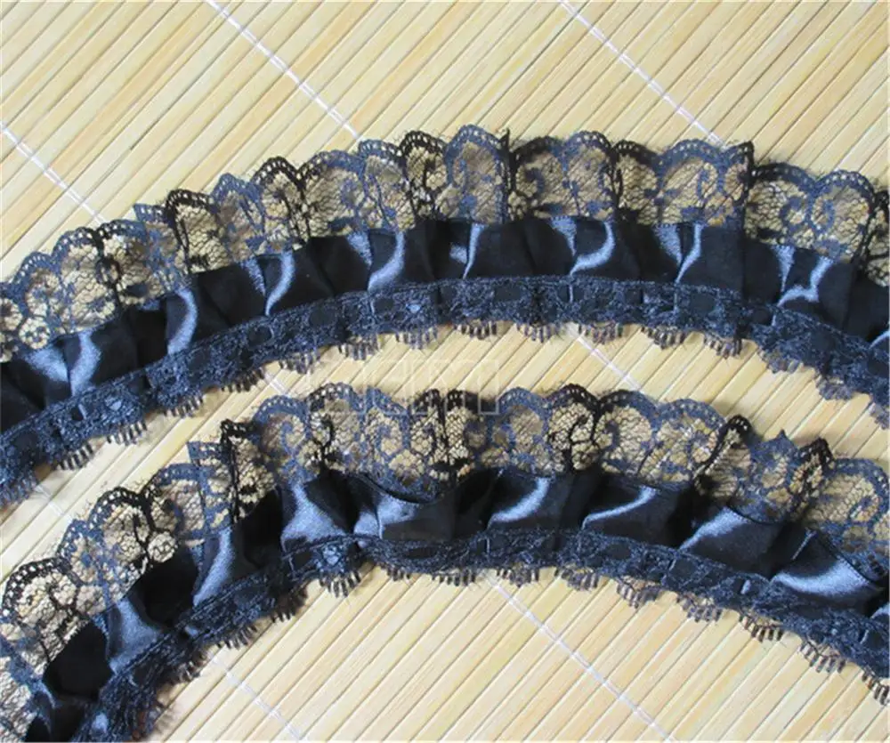 5 ярдов 2 Слои плиссированный корсет из органзы кружевной ткани с отделкой Лента