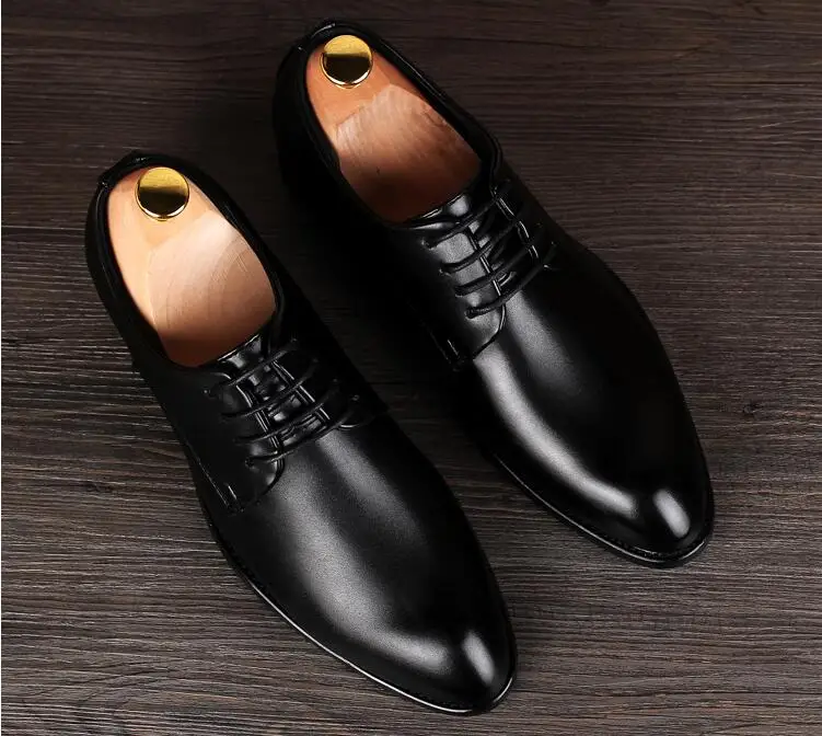 Мужские классические туфли большого размера из натуральной кожи увеличивающие