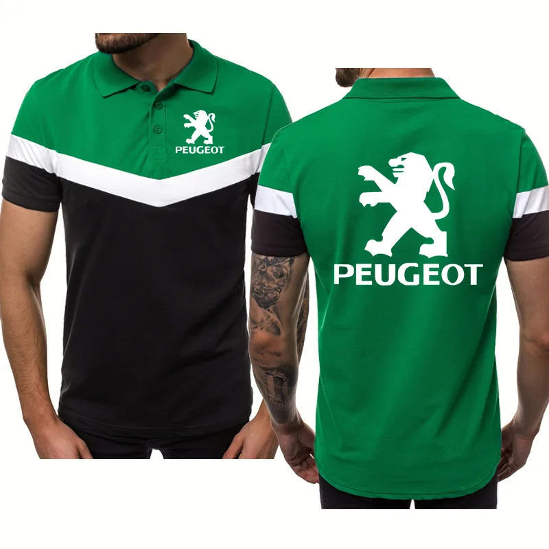 

Summer Men's short sleeve Peugeot Car Logo Printing Contrast Men's POLO shirt Cotton Fashion casual High Quality short sleeve