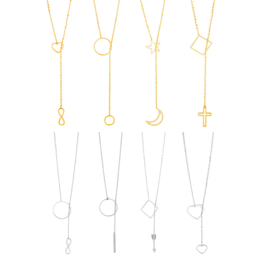 Ожерелье из нержавеющей стали для женщин ожерелье со звездами и сердцами